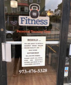 front door of Eric Moss Fitness, a personal training studio in Boonton